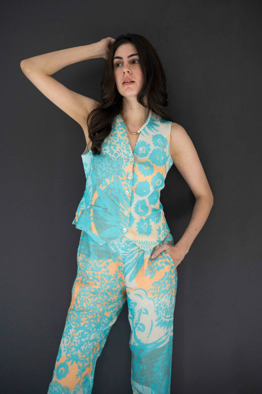 AQUA VEST CO-ORD SET