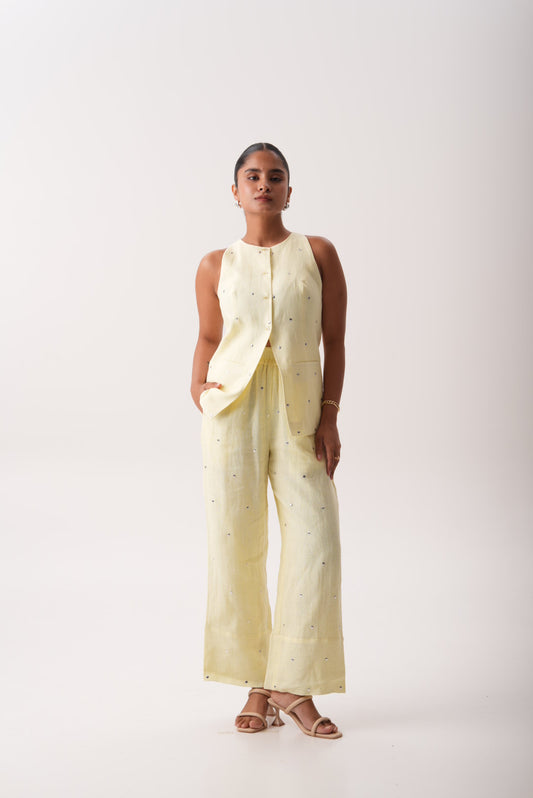 Lemon yellow linen set