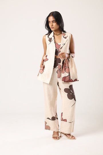 Kaia grid shacket set