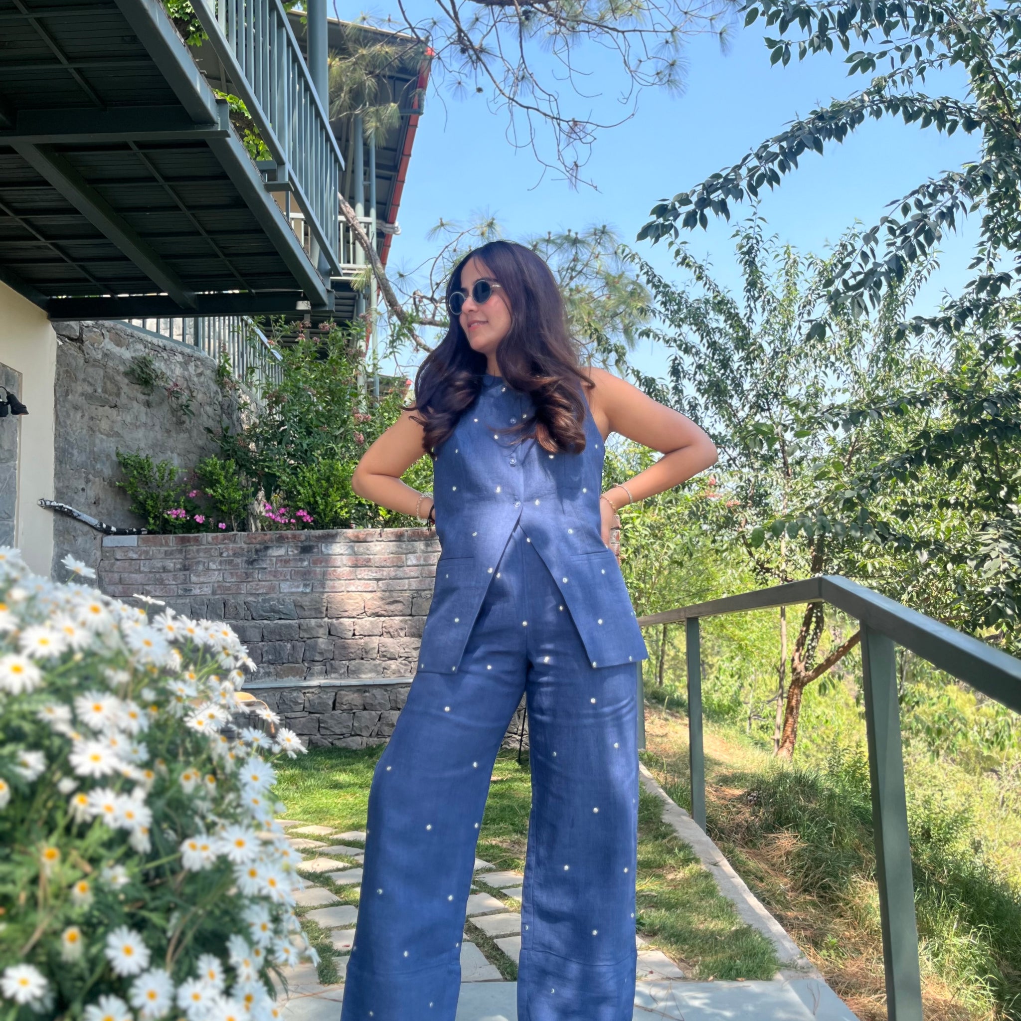 Blue linen co-ord set