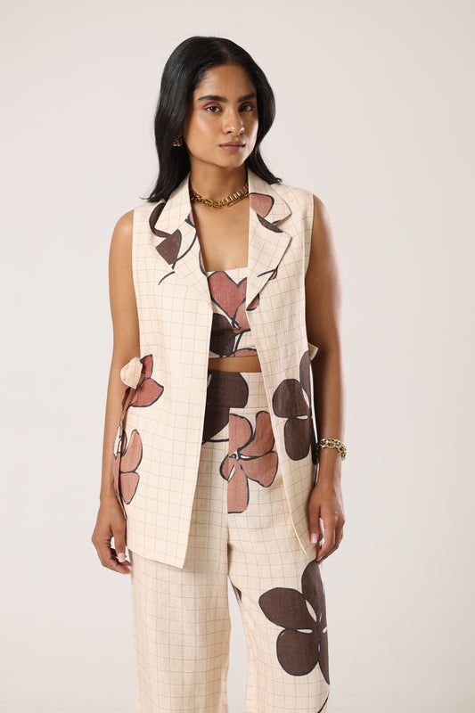 Kaia grid shacket set
