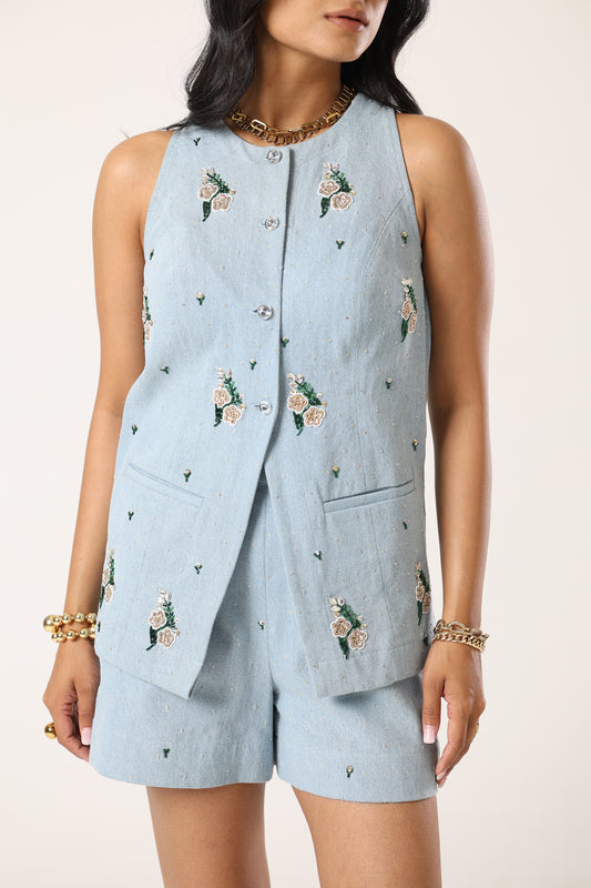 Incut hand Emboridered denim set