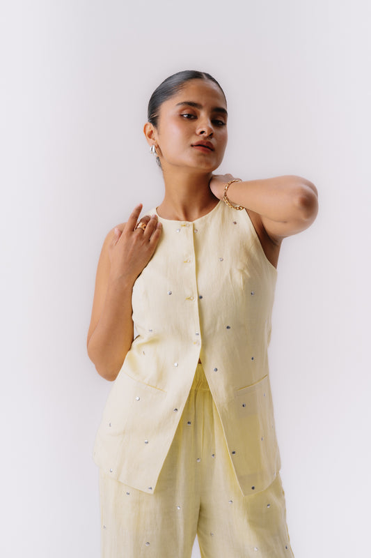 Lemon yellow linen set