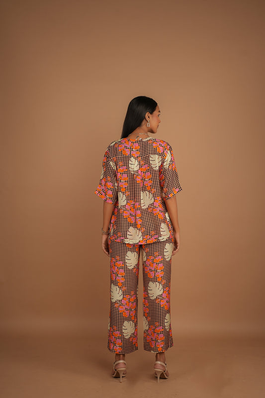 SERENE CHECKER PRINT SILK CO-ORD SET