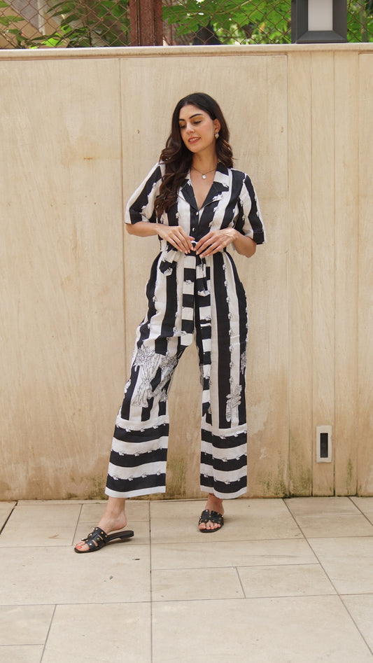 BLACK STRIPE JUMPSUIT