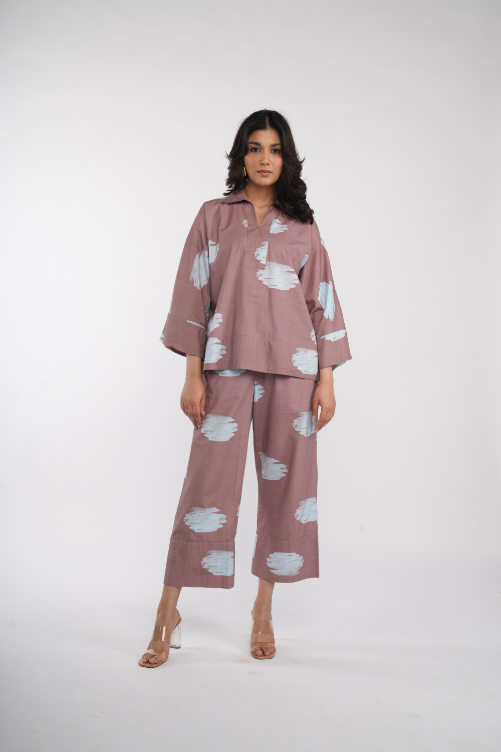 Brown Sky blue stroke co-ord set