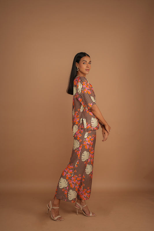 SERENE CHECKER PRINT SILK CO-ORD SET